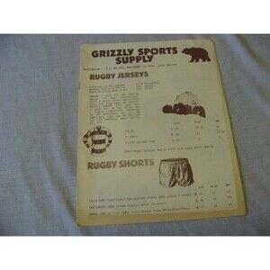 Grizzly Sports Supply Rugby Equipment Catalog Vintage 1980's With Order form
